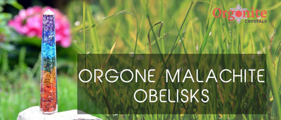 Orgone malachite obelisks