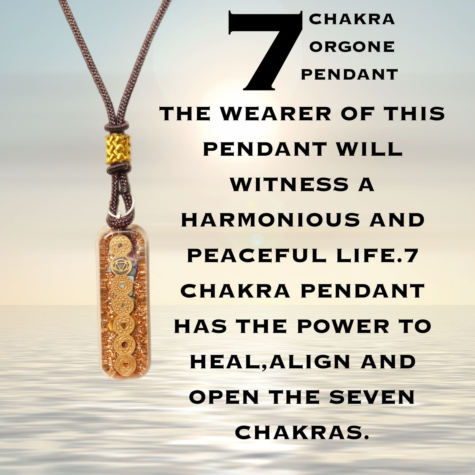 Orgone Seven Chakra Symbols Gemstone Pendant – Orgonite Crystal